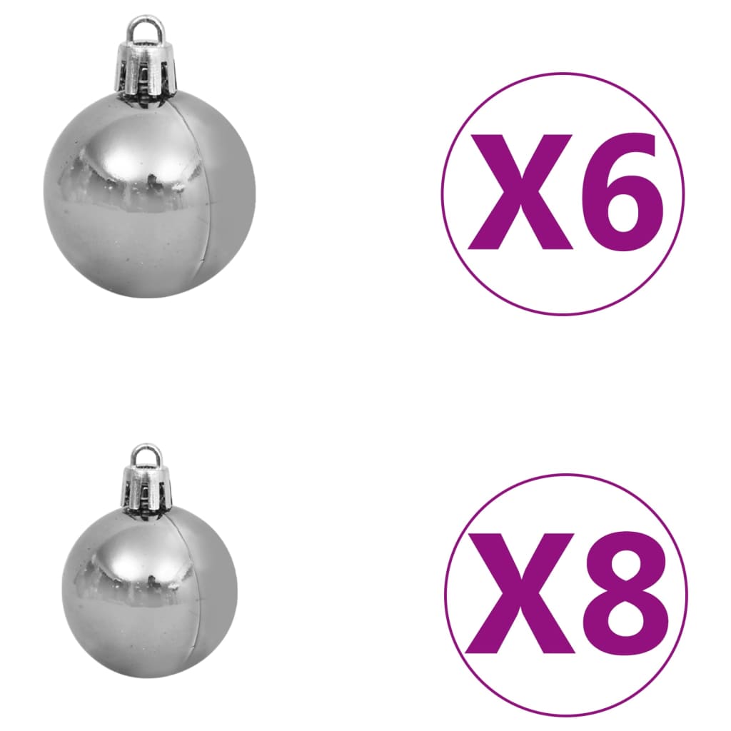 vidaXL Slim Christmas Tree with LEDs&Ball Set Silver 59.1"