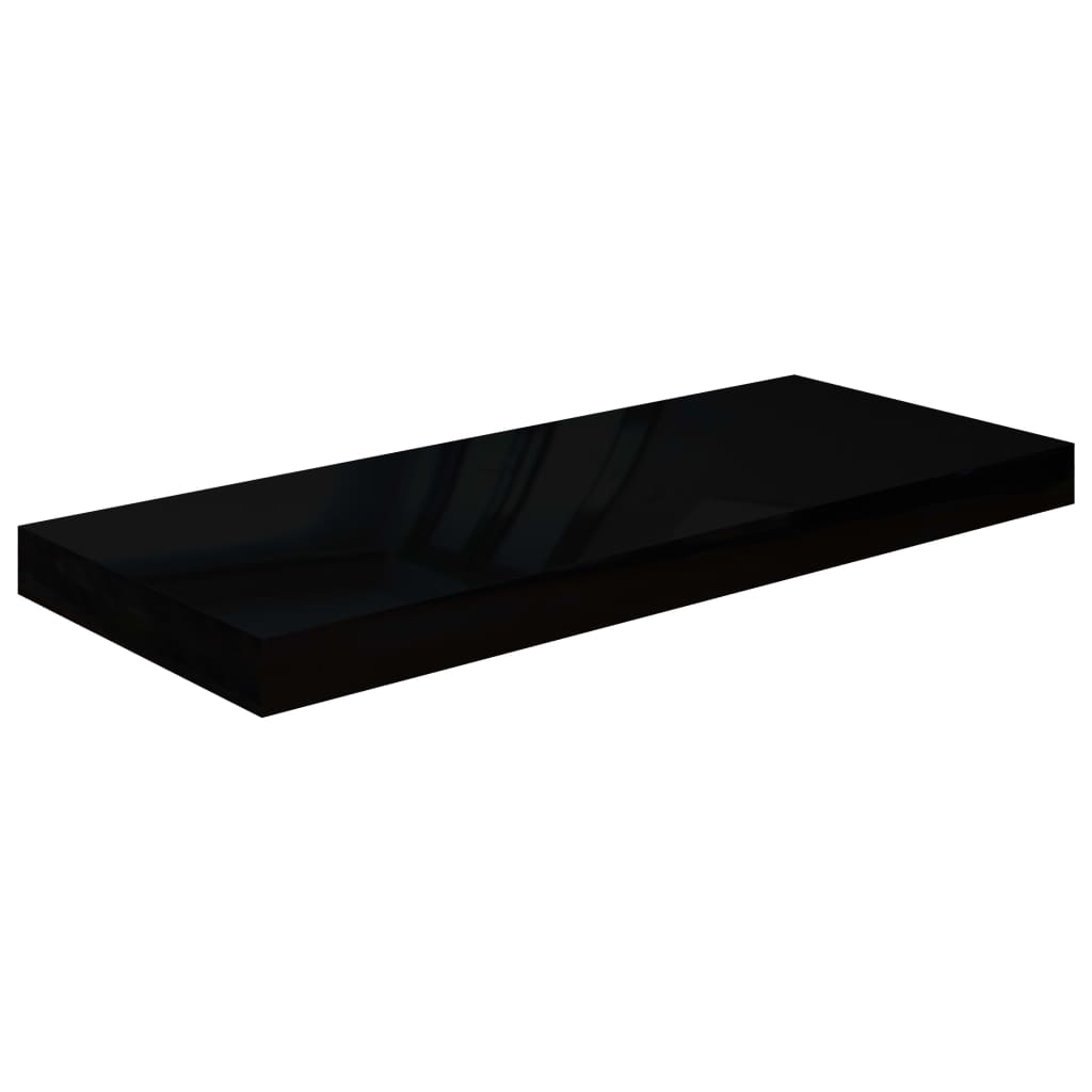 323770 vidaXL Floating Wall Shelves 2 pcs High Gloss Black 60x23,5x3,8 cm MDF