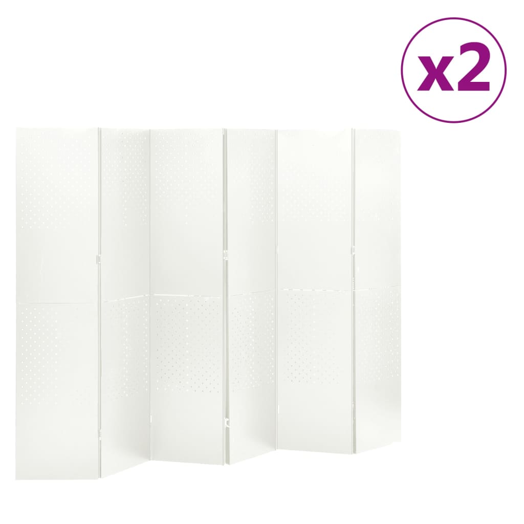 vidaXL 6-Panel Room Dividers 2 pcs White 94.5"x70.9" Steel