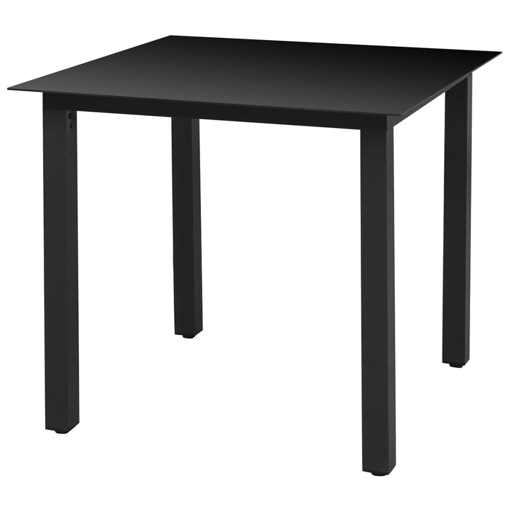 vidaXL Patio Table Black 31.5"x31.5"x29.1" Aluminum and Glass