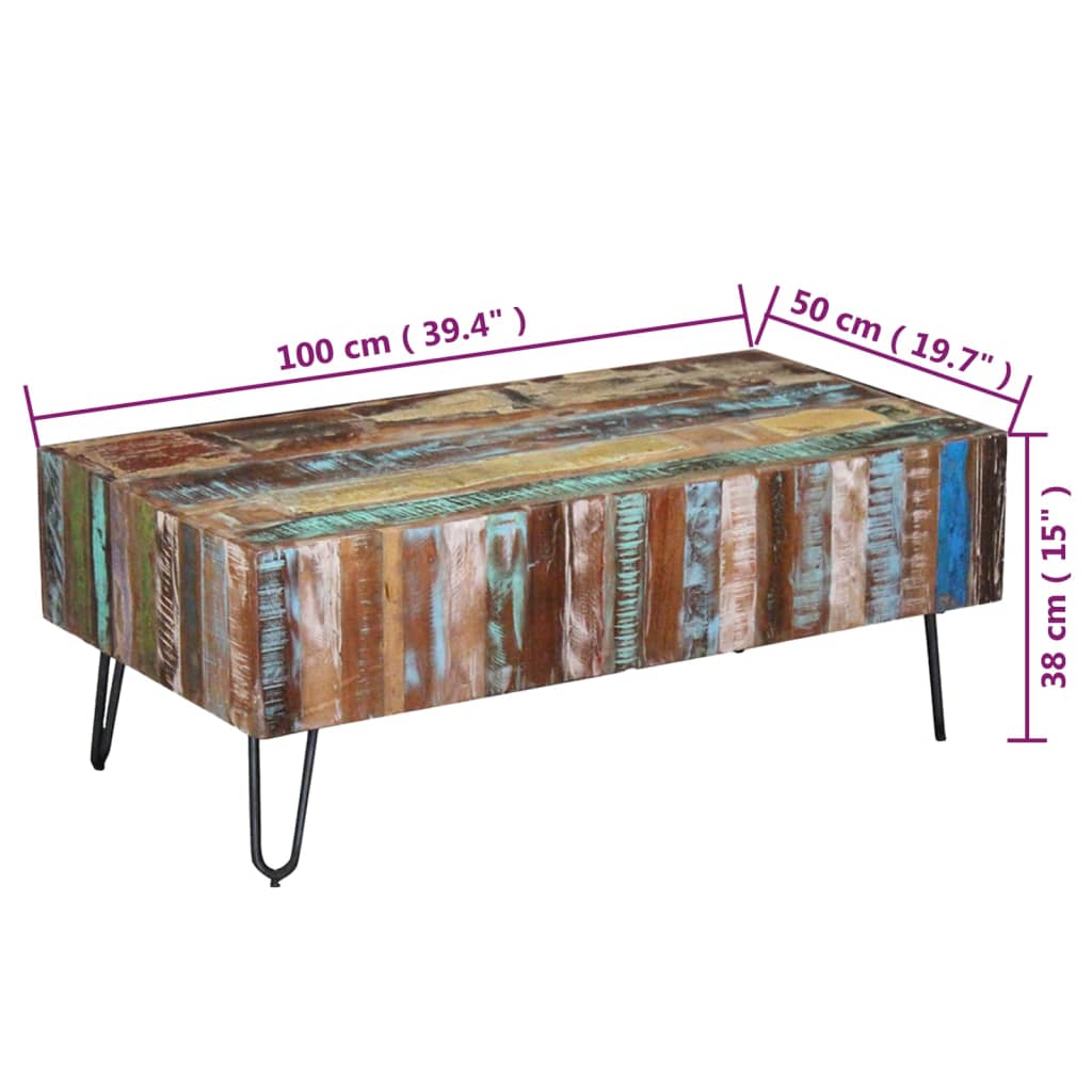 vidaXL Coffee Table Solid Reclaimed Wood 39.4"x19.7"x15"
