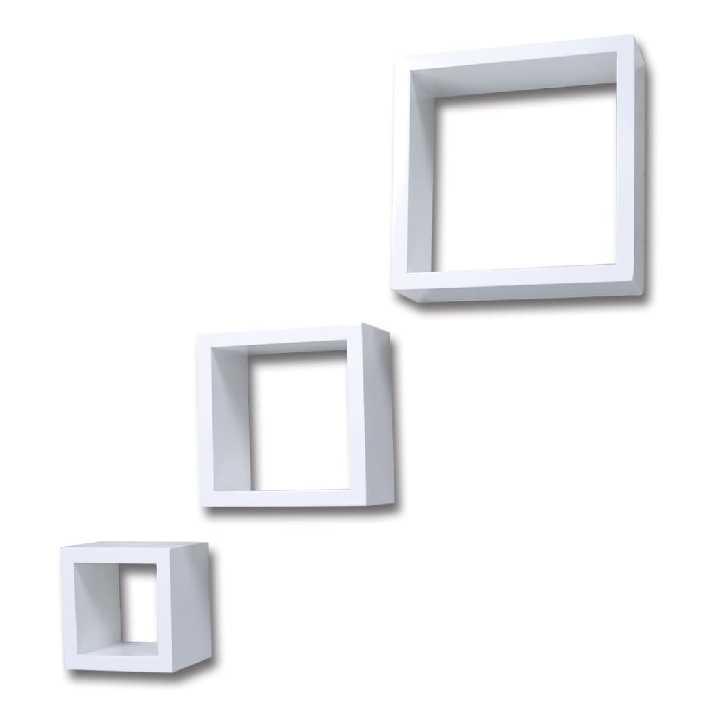 Three Piece Cube Shelf Set High Gloss White