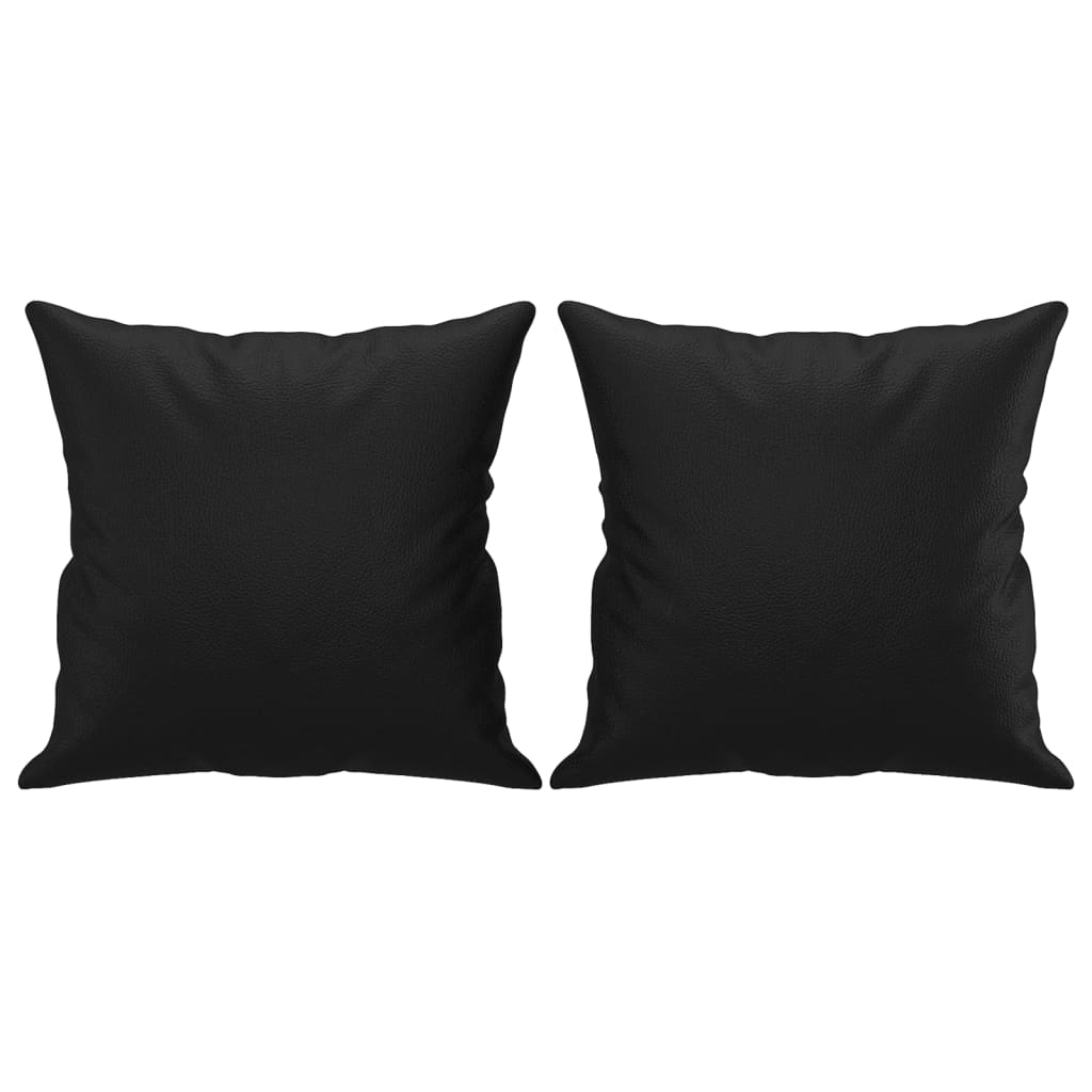 vidaXL 2 Piece Sofa Set with Pillows Black Faux Leather