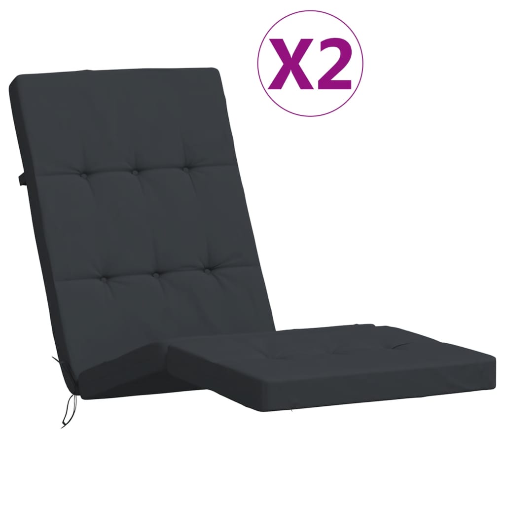 vidaXL Deck Chair Cushions 2 pcs Black Oxford Fabric