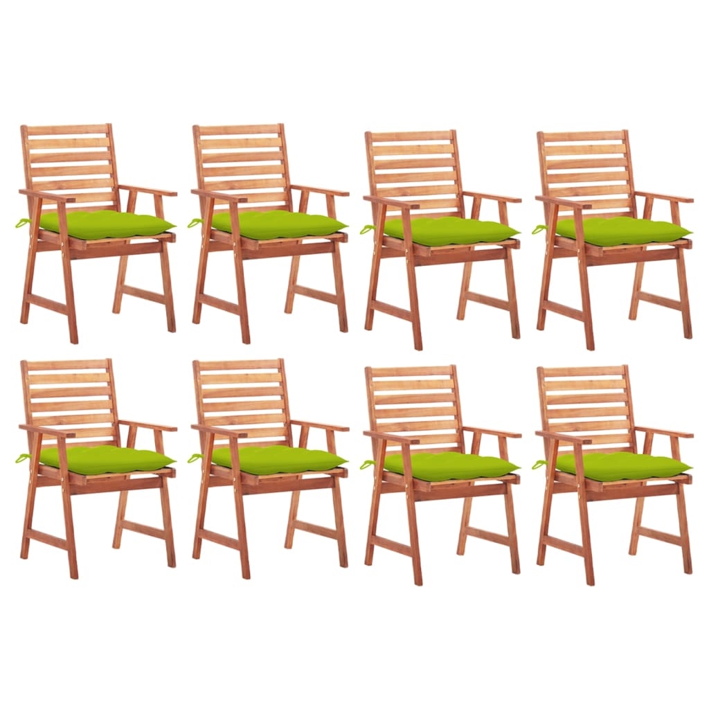 vidaXL Patio Dining Chairs 8 pcs with Cushions Solid Acacia Wood