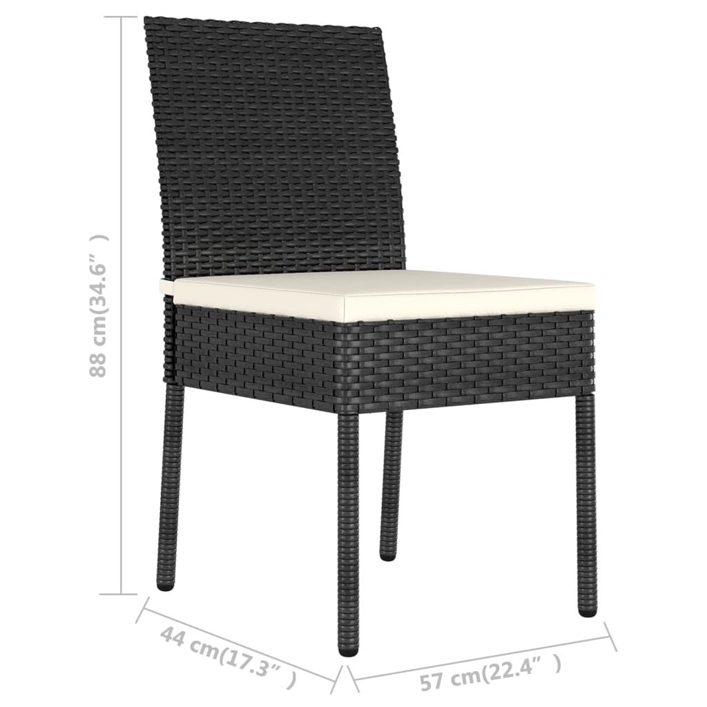 vidaXL Patio Dining Chairs 2 pcs Poly Rattan Black