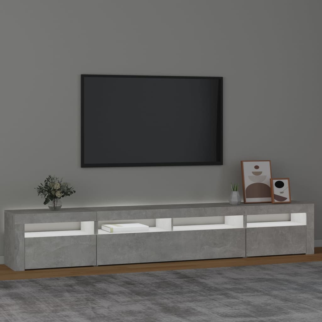 vidaXL TV Stand with LED Lights Concrete Gray 94.5"x13.8"x15.7"