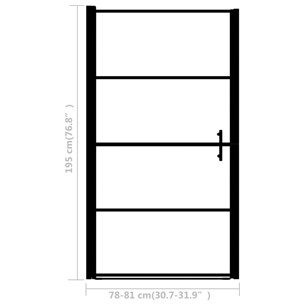 vidaXL Shower Door Frost Tempered Glass 31.9"x76.8" Black