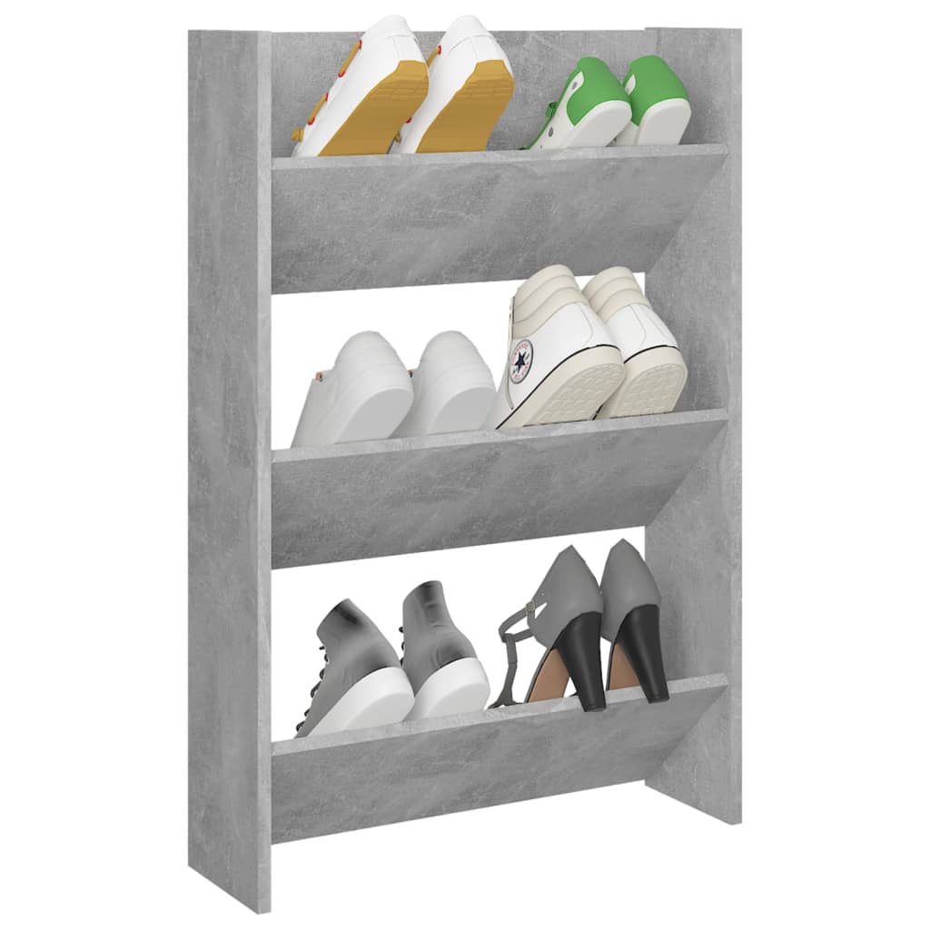 vidaXL Wall Shoe Cabinet Concrete Gray 23.6"x7.1"x35.4" Engineered Wood
