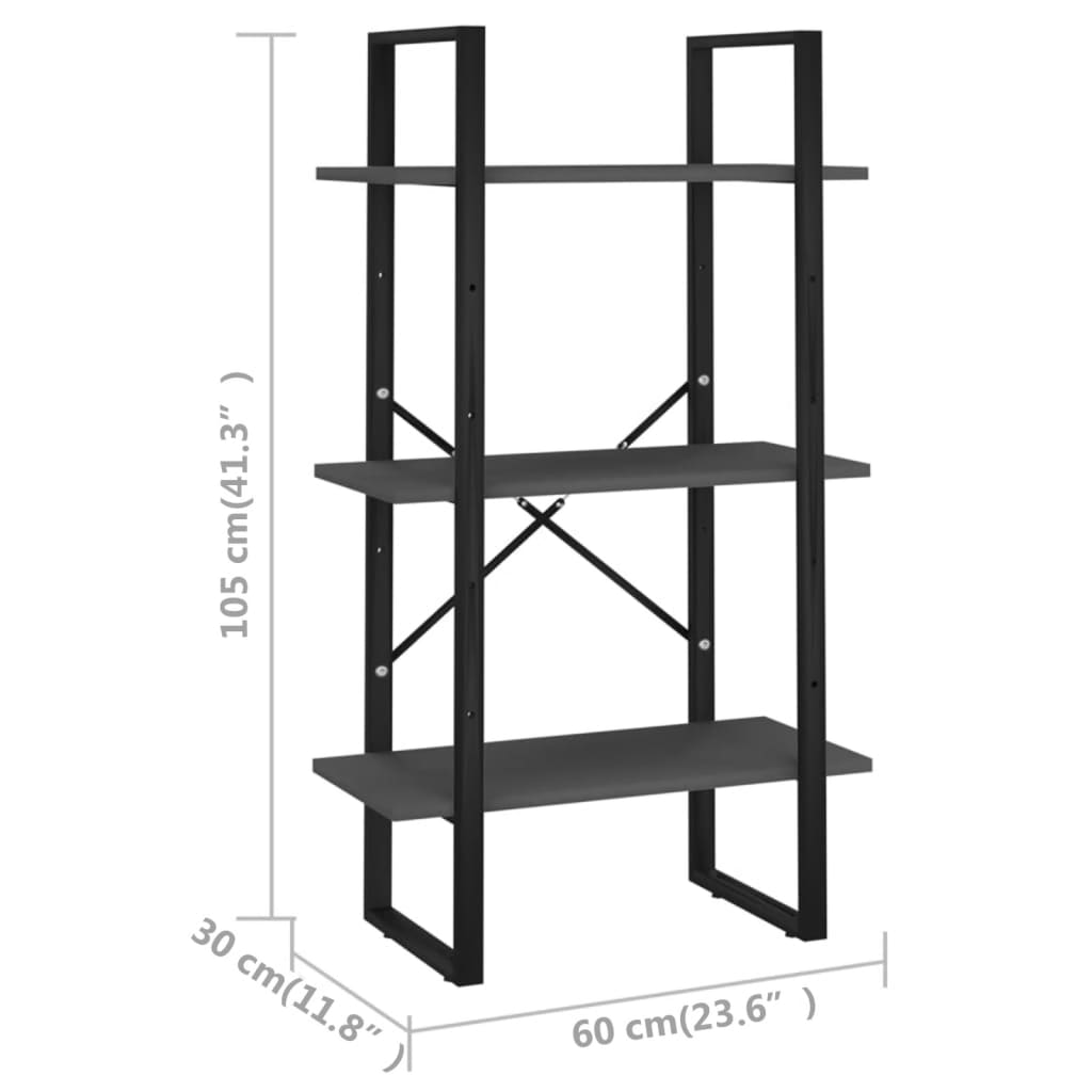 vidaXL Storage Shelf Gray 23.6"x11.8"x41.3" Engineered Wood