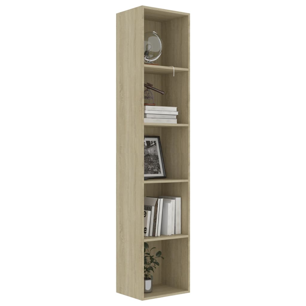 vidaXL Book Cabinet Sonoma Oak 15.7"x11.8"x74.4" Engineered Wood