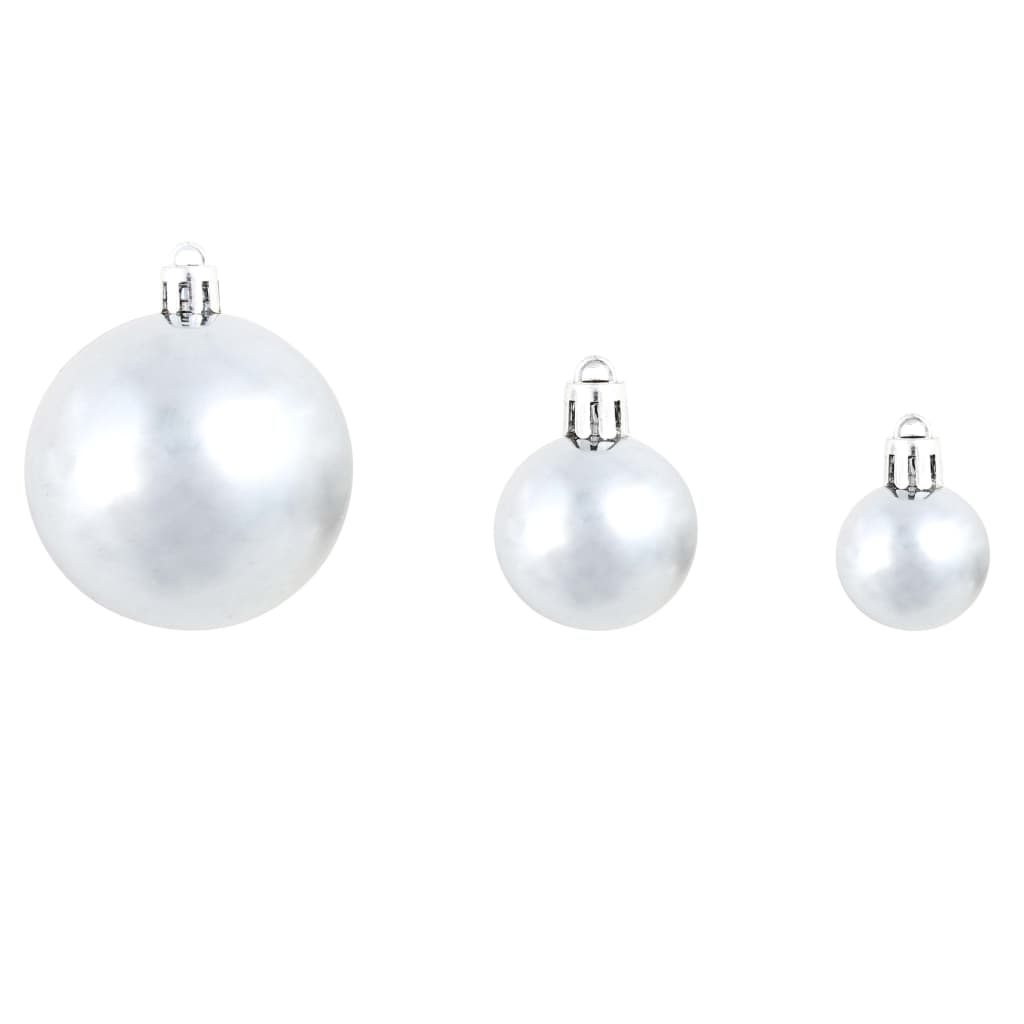 vidaXL 100 Piece Christmas Ball Set 1.2"/1.6"/2.4" White/Gray