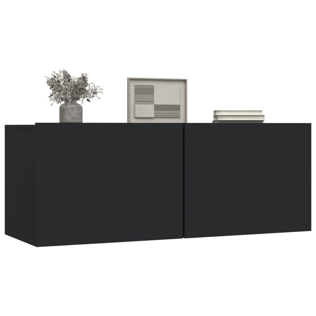 vidaXL TV Cabinets 2 pcs Black 31.5"x11.8"x11.8" Engineered Wood