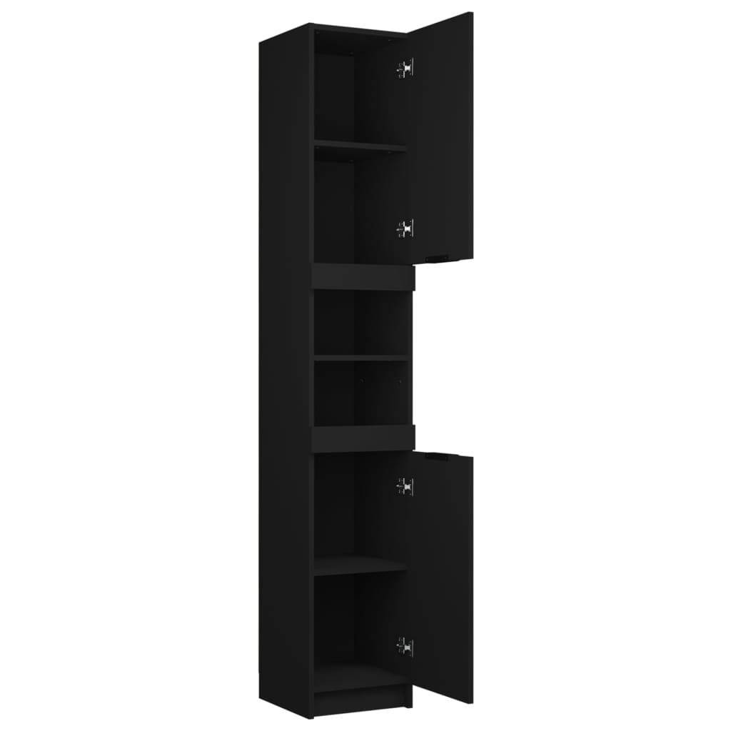 vidaXL Bathroom Cabinet Black 12.6"x13.4"x74.2" Engineered Wood