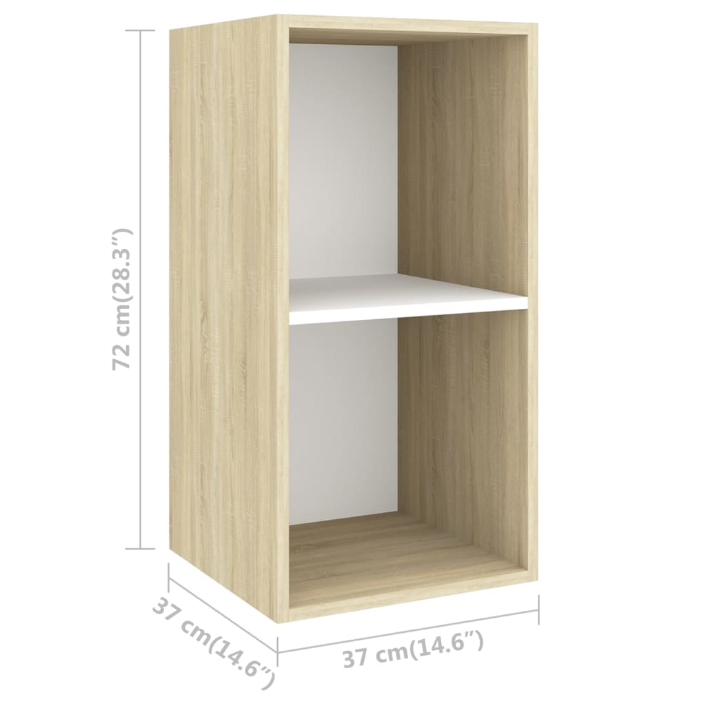 vidaXL Wall-mounted TV Stand Sonoma Oak and White 14.6"x14.6"x28.3" Engineered Wood