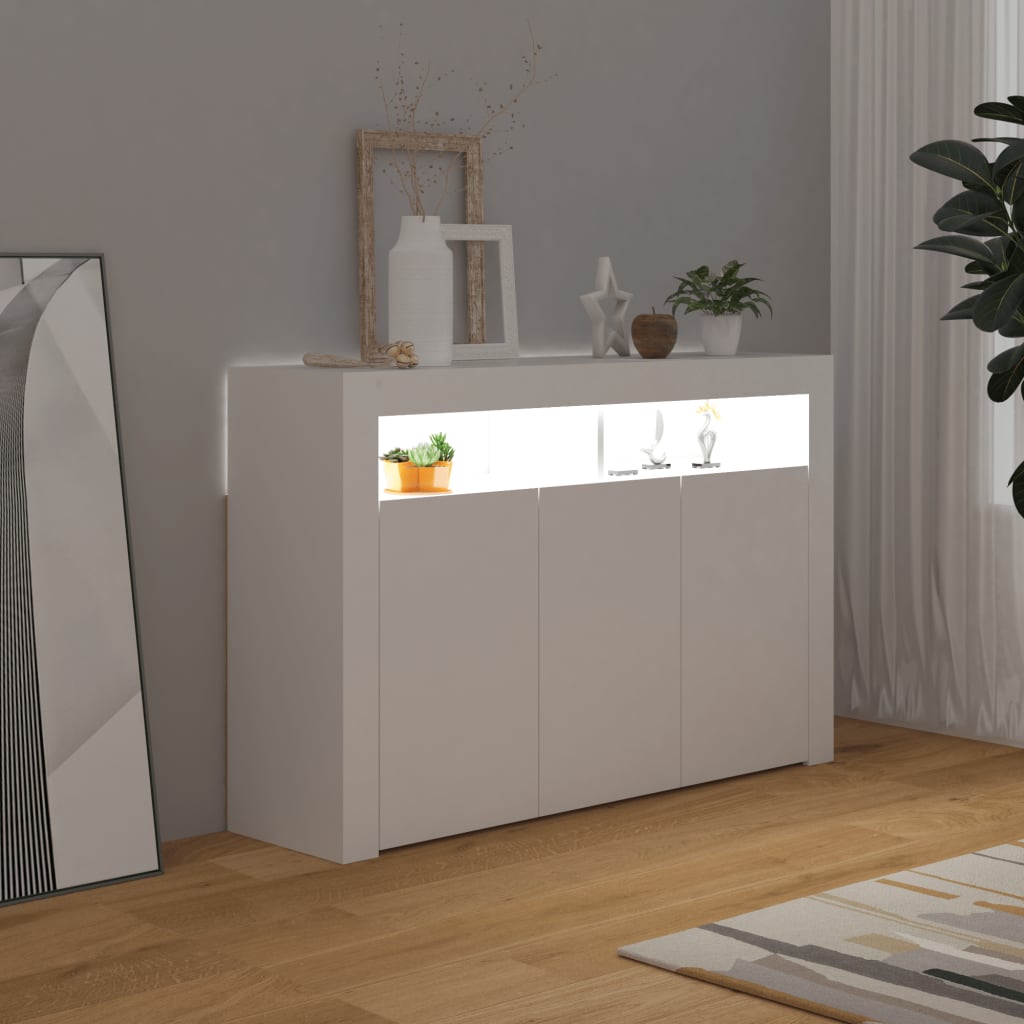 vidaXL Sideboard with LED Lights White 45.5"x11.8"x29.5"