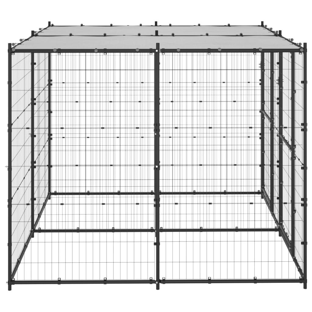 vidaXL Outdoor Dog Kennel Steel with Roof 52.1 ft²