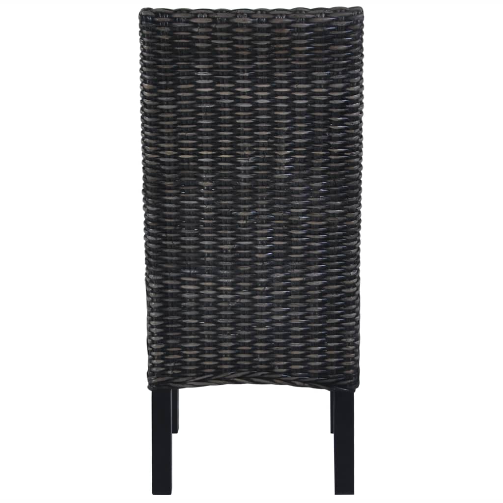 vidaXL Dining Chairs 4 pcs Black Kubu Rattan and Mango Wood