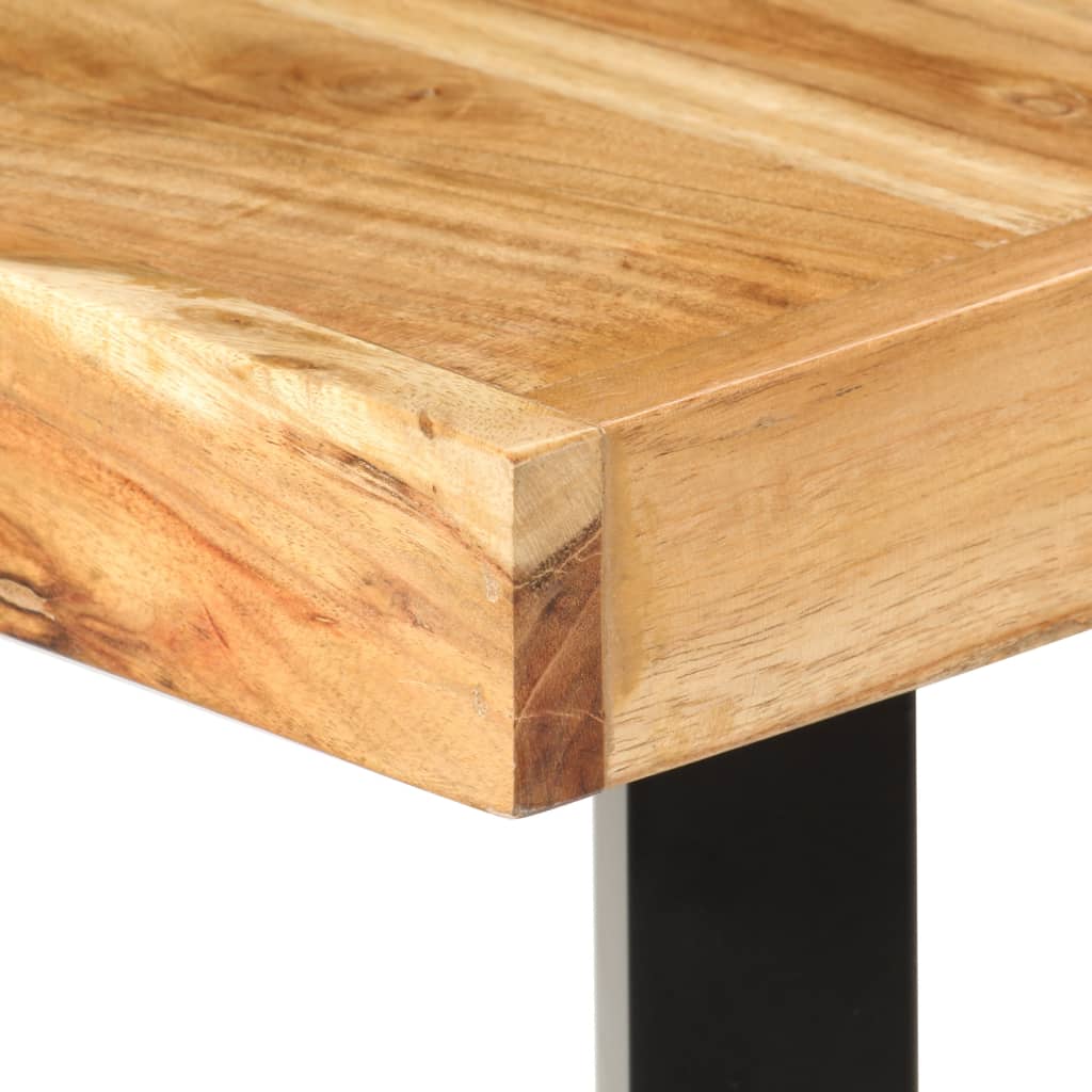 vidaXL 9 Piece Bar Set Solid Acacia Wood, Genuine Leather & Canvas
