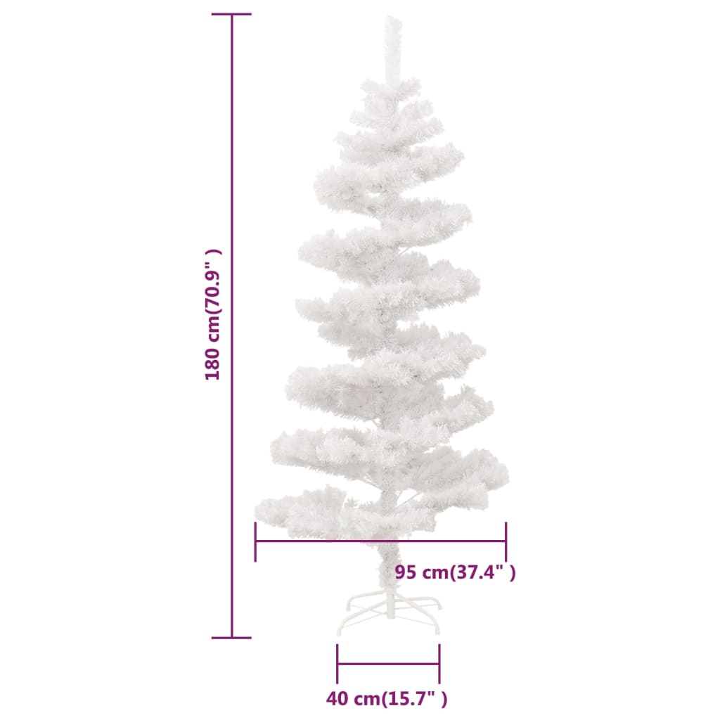 vidaXL Swirl Pre-lit Christmas Tree with Stand White 6 ft PVC