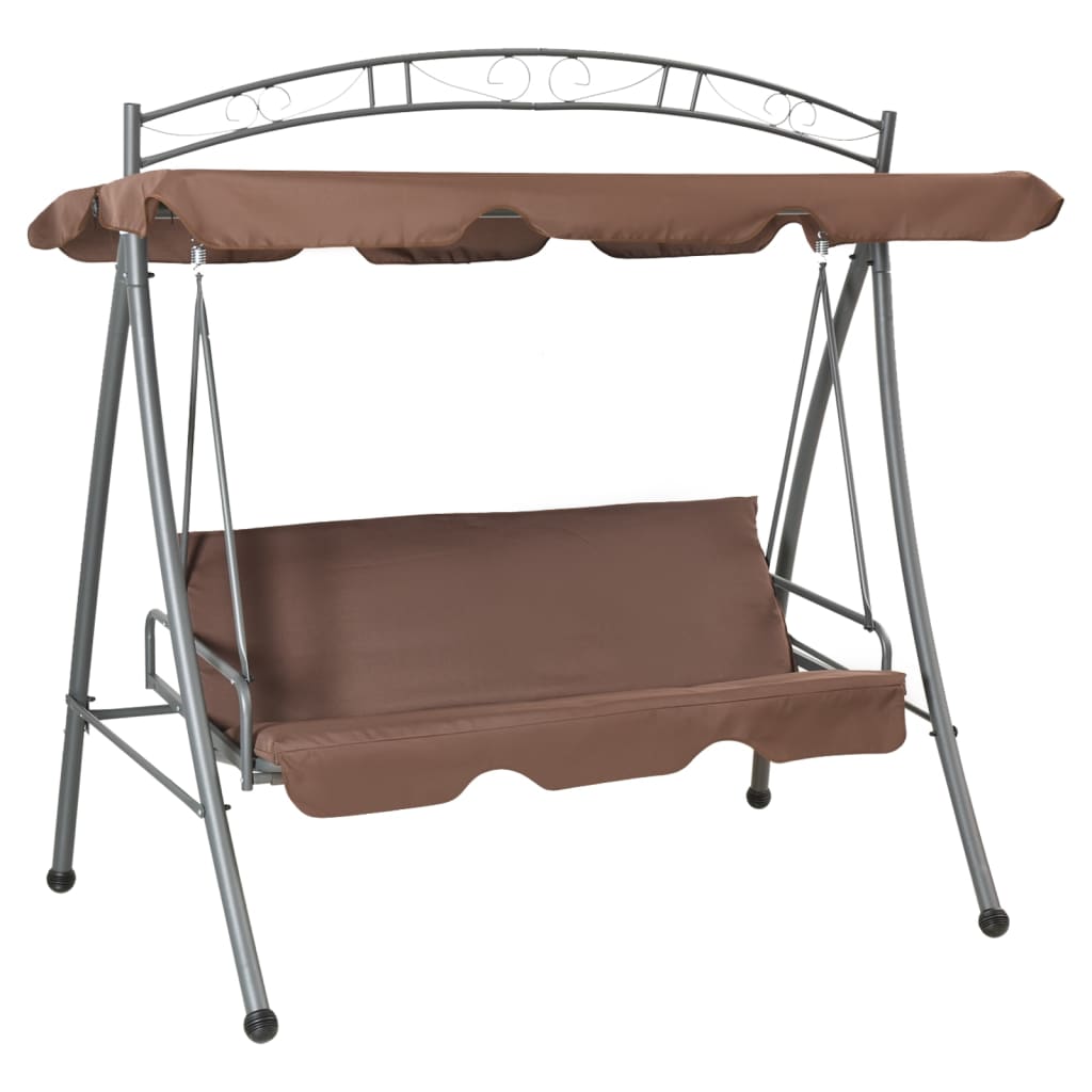 vidaXL Outdoor Convertible Swing Bench with Canopy Coffee