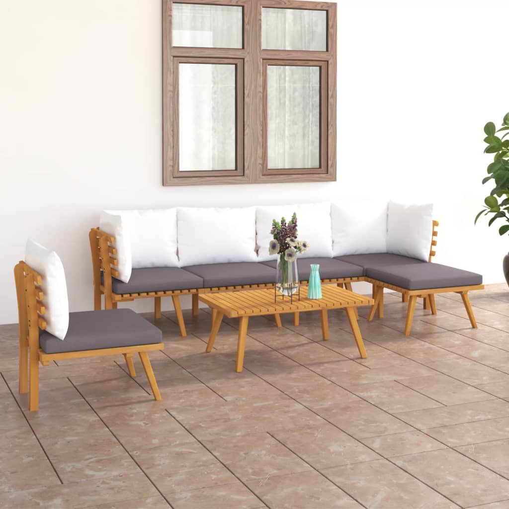 vidaXL 7 Piece Patio Lounge Set with Cushions Solid Acacia Wood