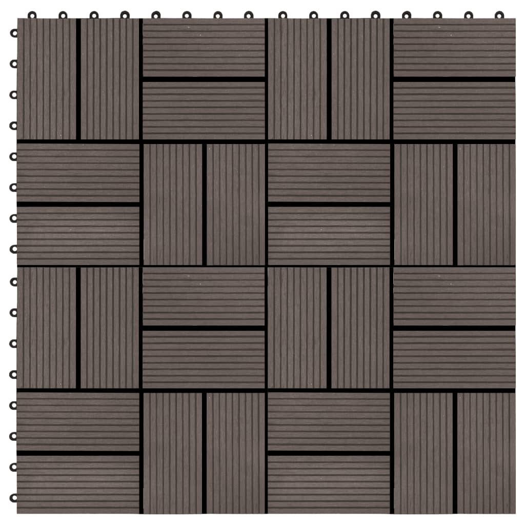 vidaXL 11 pcs Decking Tiles WPC 11.8"x11.8" 1 sqm Dark Brown