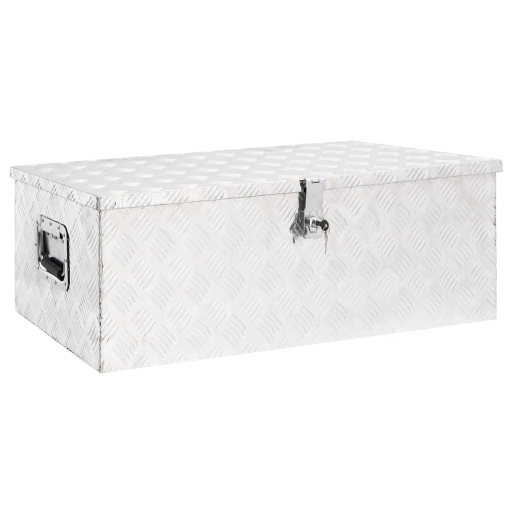 vidaXL Storage Box Silver 35.4"x18.5"x13.2" Aluminum