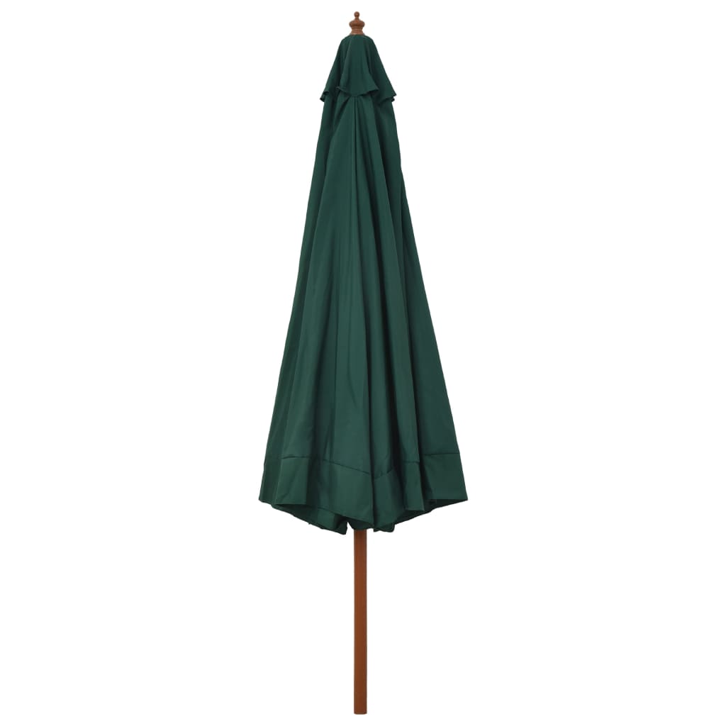 vidaXL Outdoor Parasol with Wooden Pole 129.9" Green