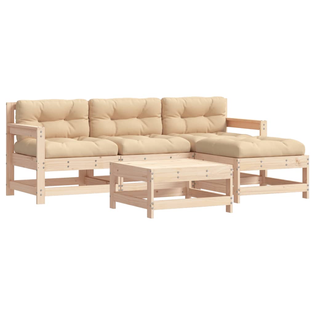 vidaXL 5 Piece Patio Lounge Set with Cushions Solid Wood