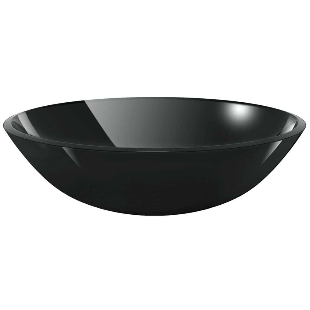 vidaXL Basin Tempered Glass 16.5" Black