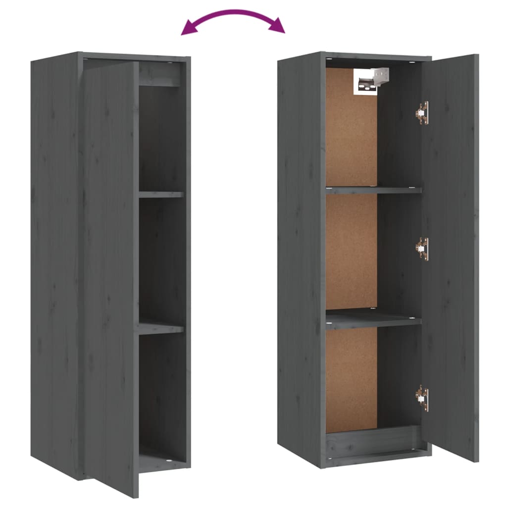 vidaXL Wall Cabinet Gray 11.8"x11.8"x39.4" Solid Pinewood