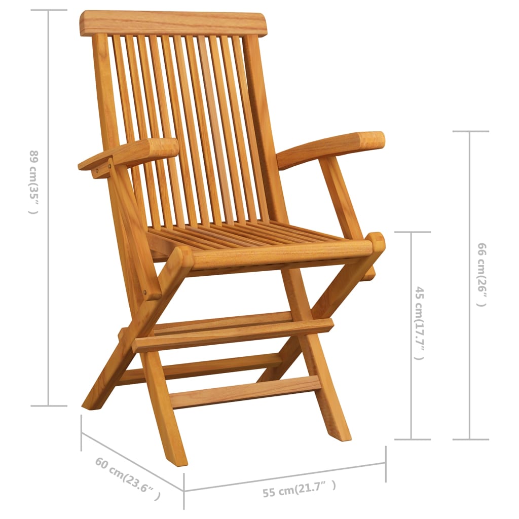 vidaXL Patio Chairs with Cream Cushions 6 pcs Solid Teak Wood
