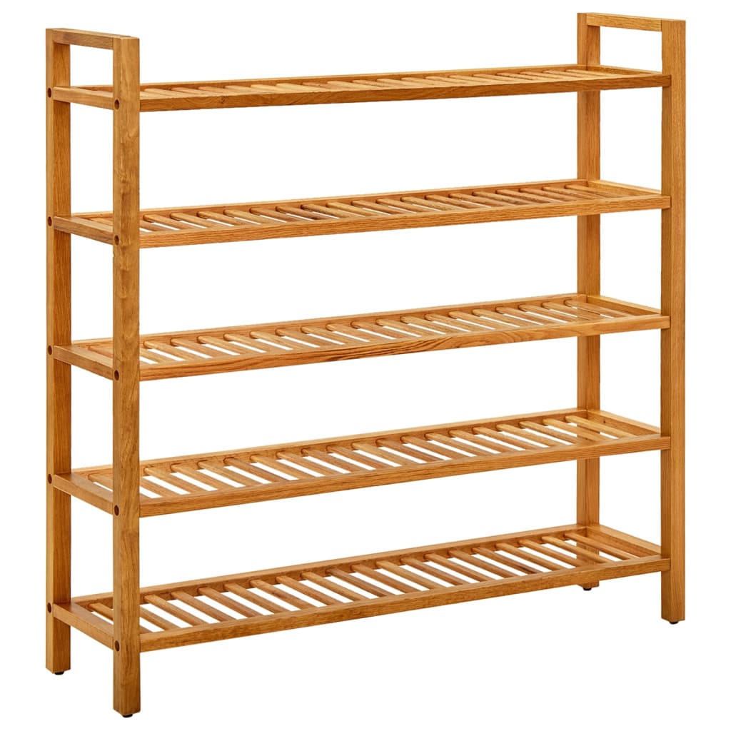 vidaXL Shoe Rack with 5 Shelves 39.3"x10.6"x39.3" Solid Oak Wood