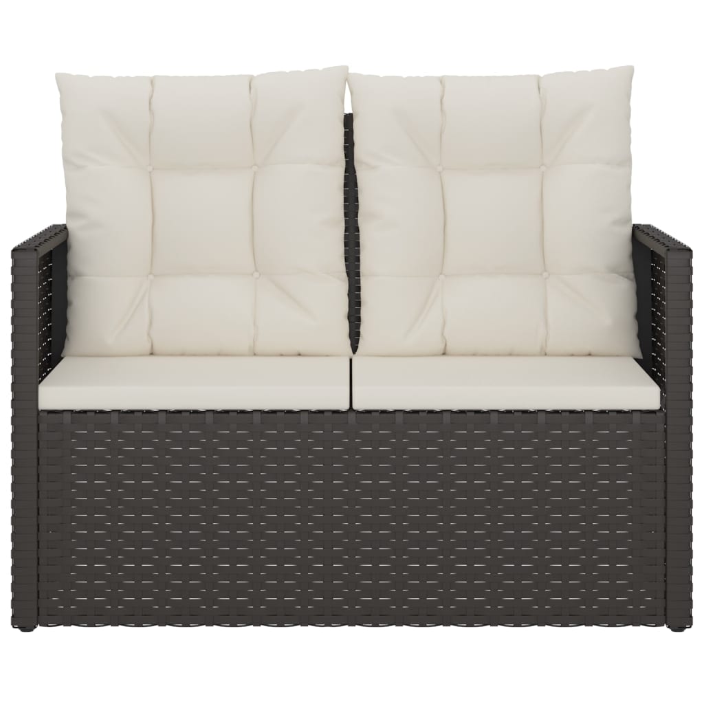 vidaXL Patio Bench with Cushions Black 41.3" Poly Rattan