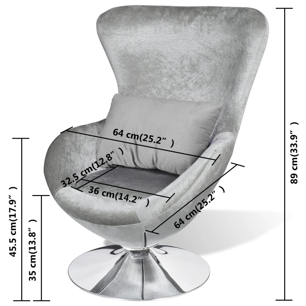 vidaXL Armchair with Egg Shape Silver