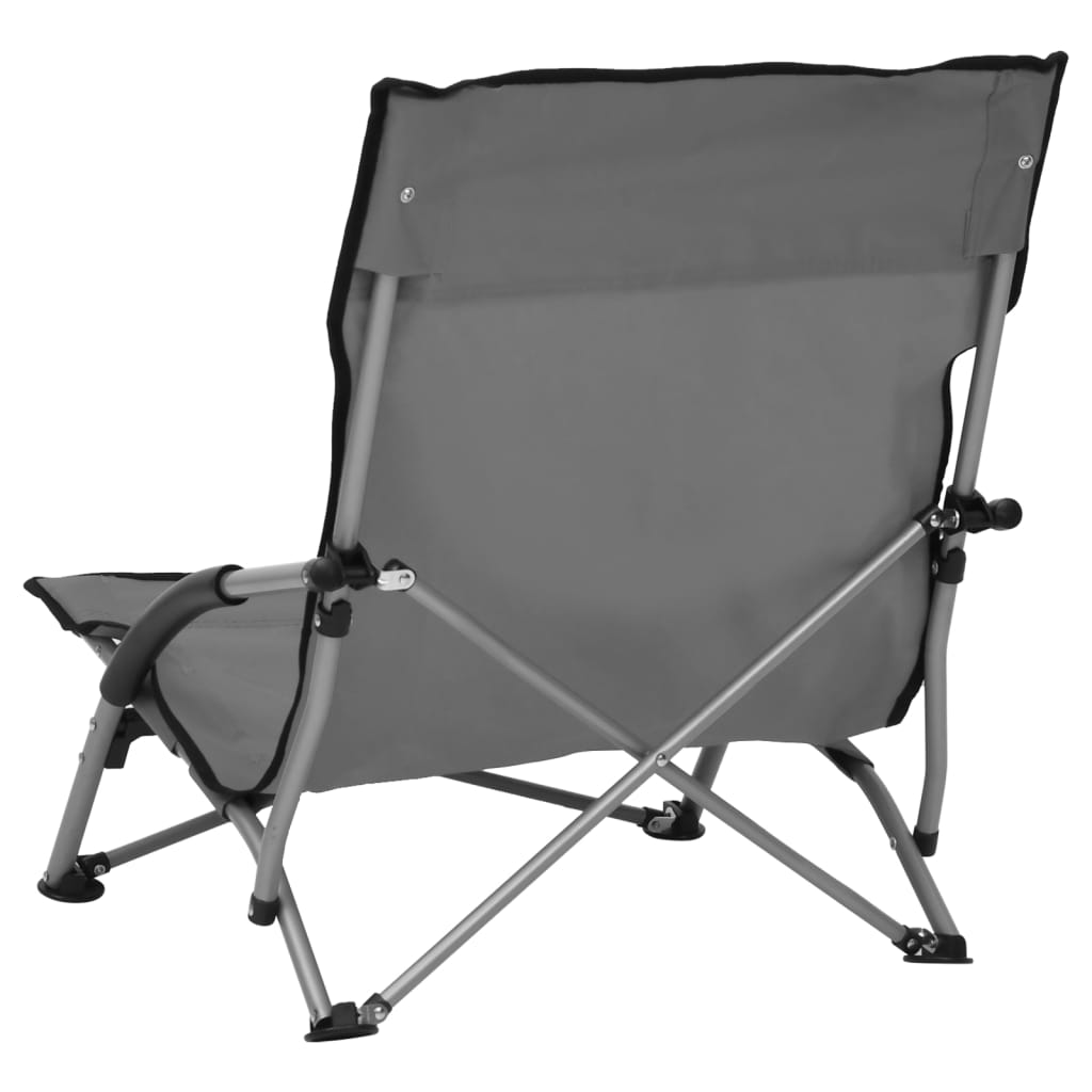vidaXL Folding Beach Chairs 2 pcs Gray Fabric
