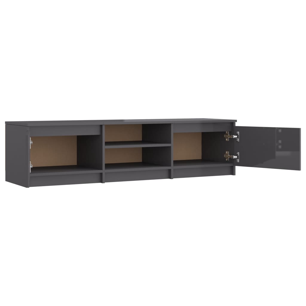 vidaXL TV Cabinet High Gloss Gray 55.1"x15.7"x14" Chipboard