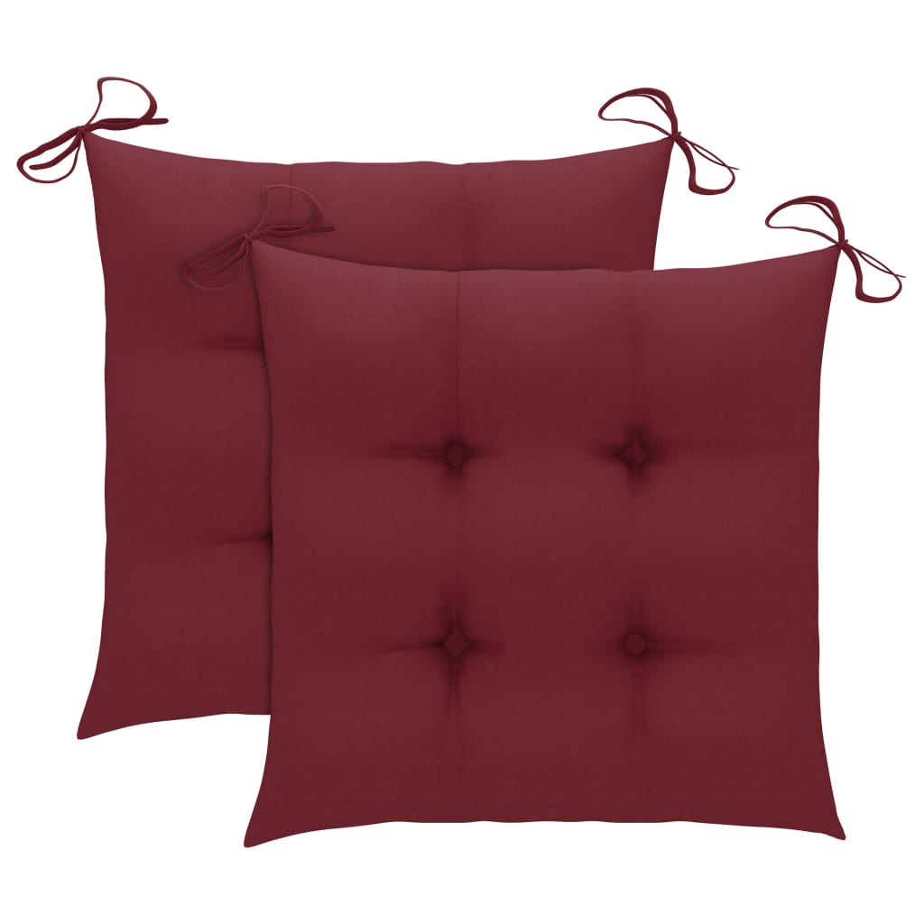 vidaXL Batavia Chairs 2 pcs with Wine Red Cushions Solid Teak Wood
