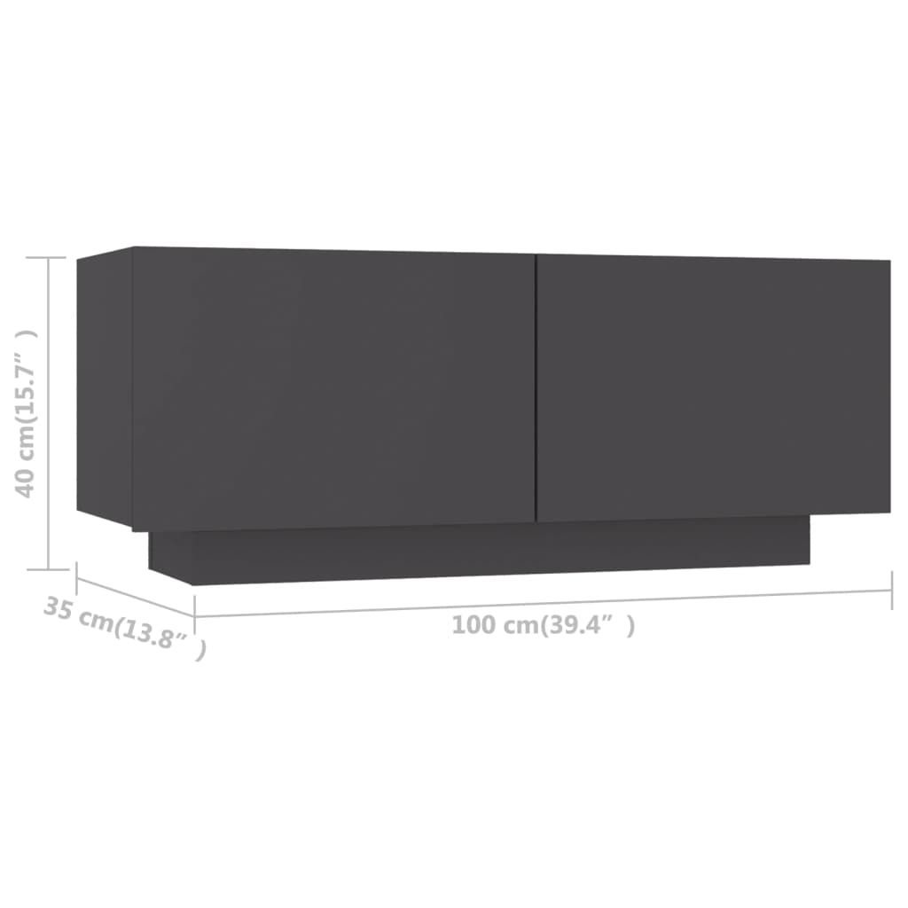 vidaXL TV Stand Gray 39.4"x13.8"x15.7" Engineered Wood