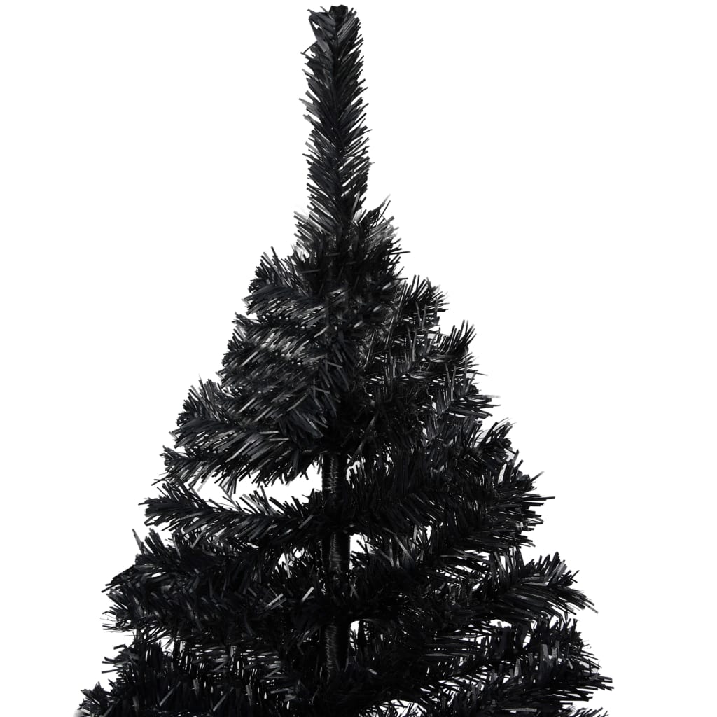 vidaXL Artificial Pre-lit Christmas Tree with Stand Black 70.9" PVC