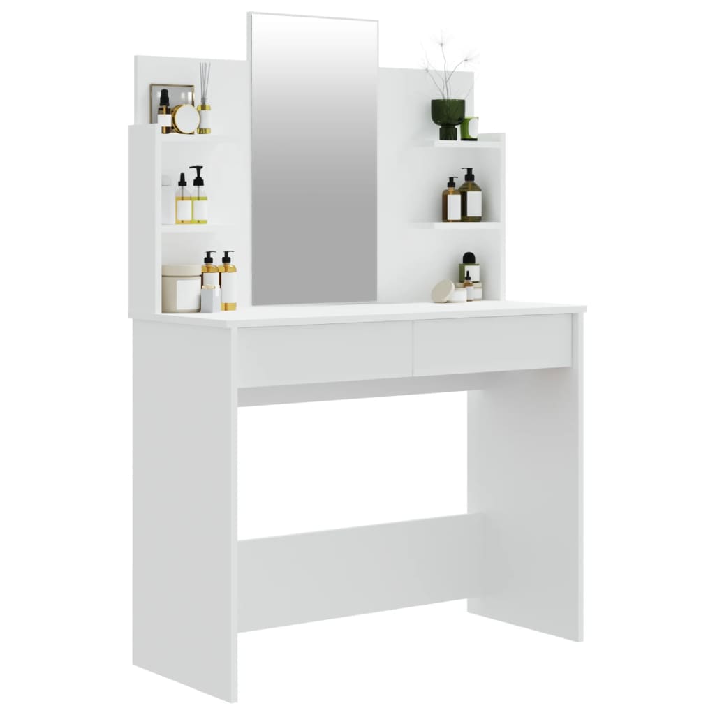 vidaXL Dressing Table with Mirror White 37.8"x15.7"x55.9"