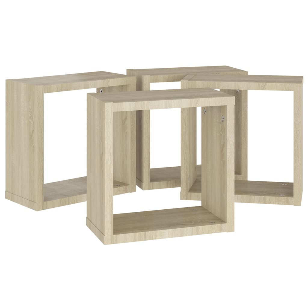 vidaXL Wall Cube Shelves 4 pcs Sonoma Oak 11.8"x5.9"x11.8"
