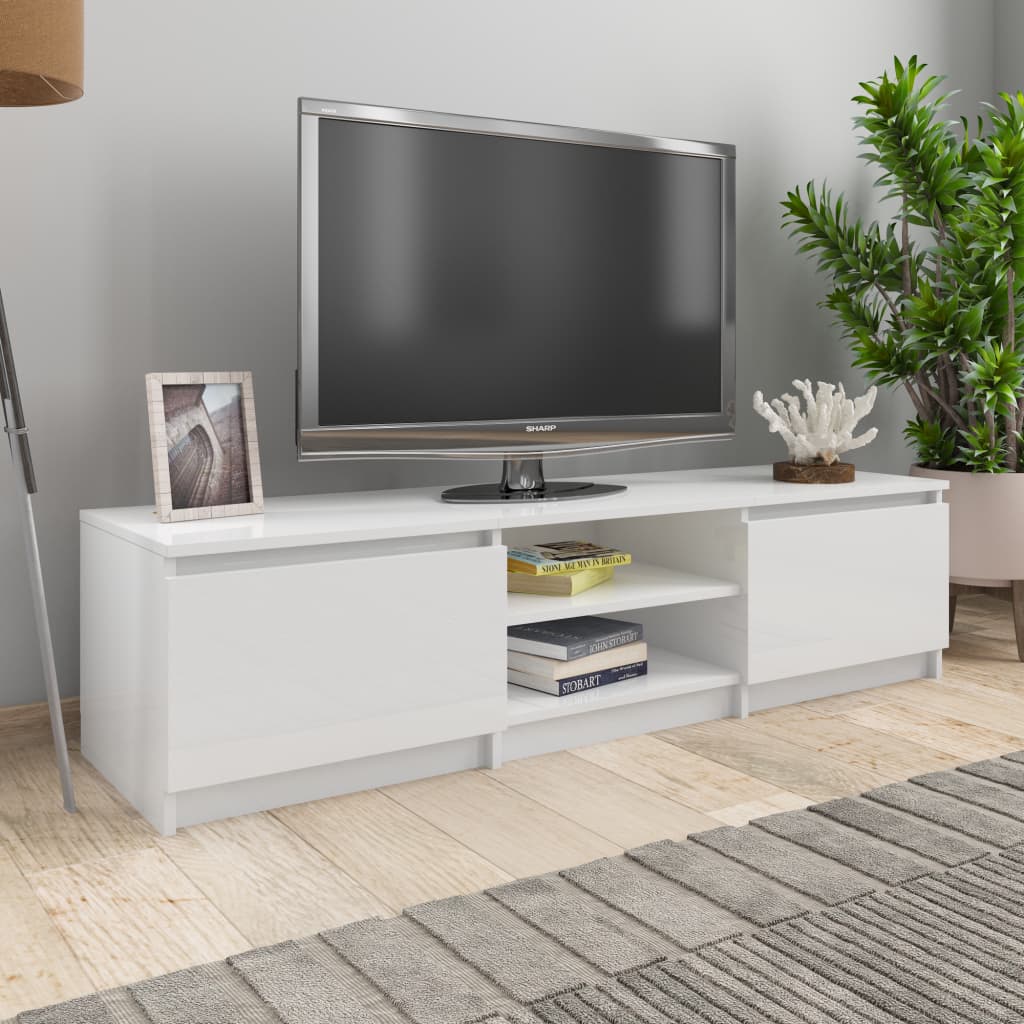 vidaXL TV Cabinet High Gloss White 55.1"x15.7"x14" Chipboard