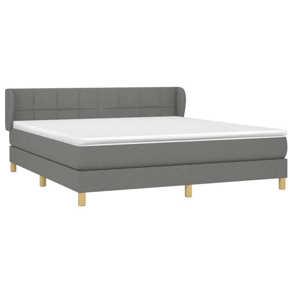 vidaXL Box Spring Bed with Mattress Dark Gray Queen Fabric