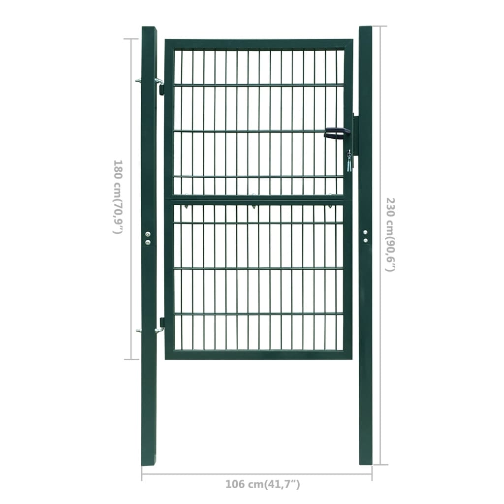 vidaXL 2D Fence Gate (Single) Green 41.7" x 90.6"
