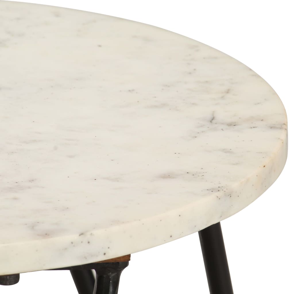 vidaXL Coffee Table White 15.7"x15.7"x15.7" Real Stone with Marble Texture