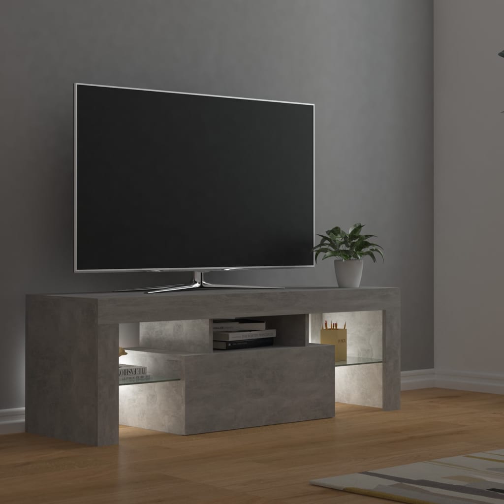 vidaXL TV Stand with LED Lights Concrete Gray 47.2"x13.8"x15.7"