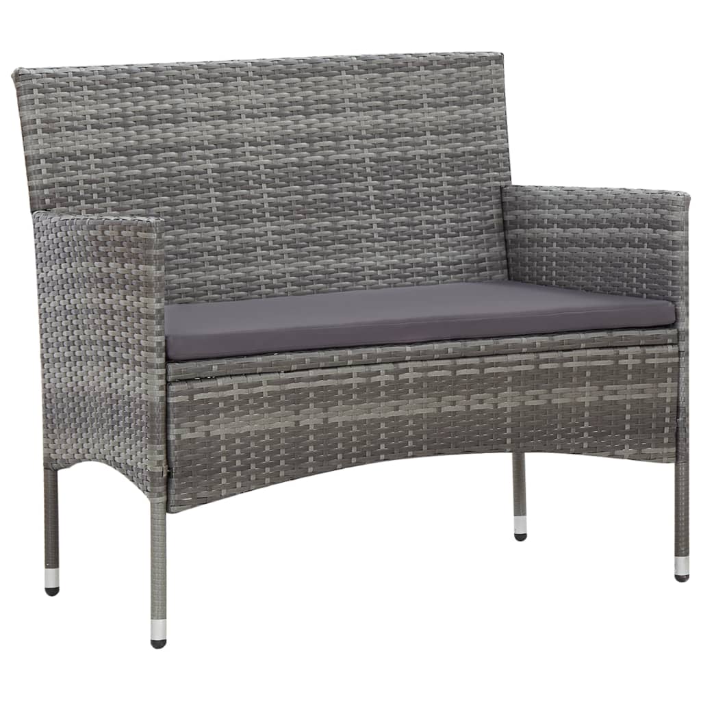vidaXL 5 Piece Patio Lounge Set With Cushions Poly Rattan Gray