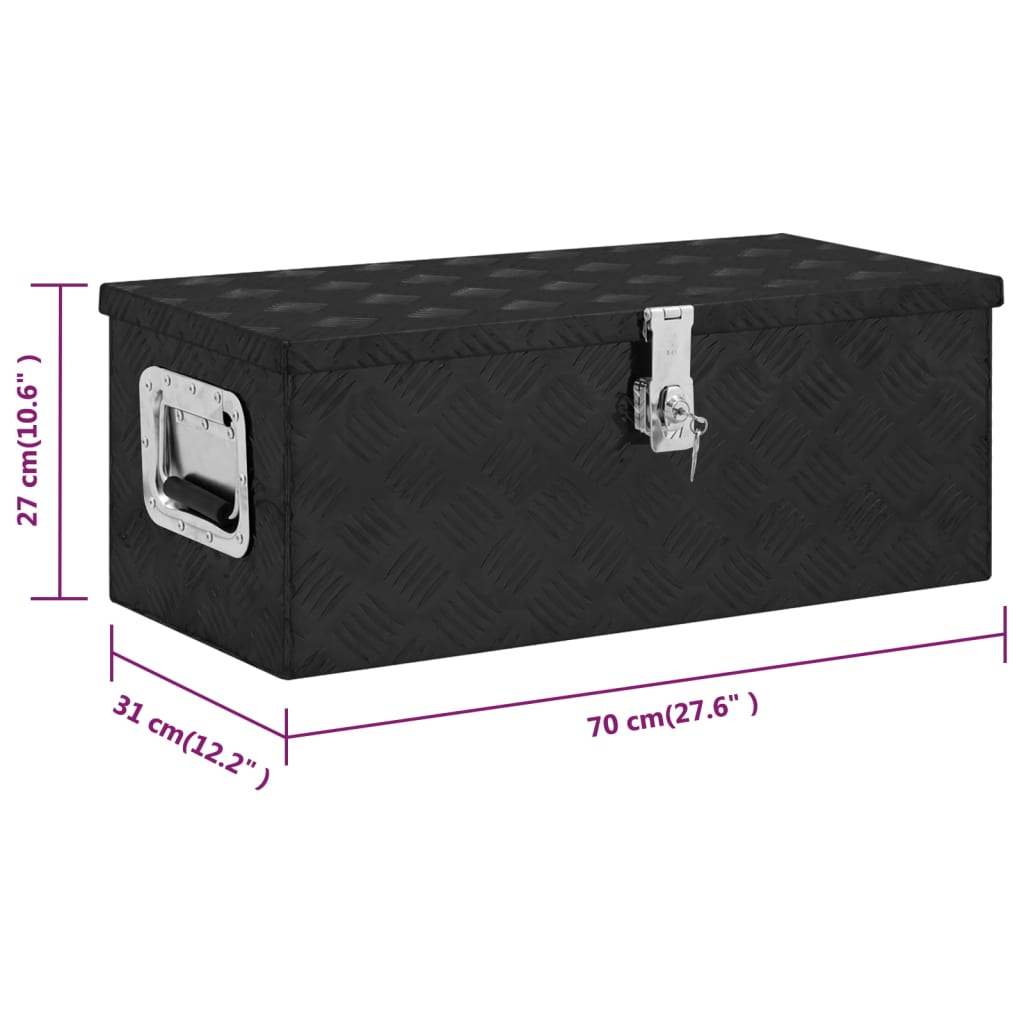 vidaXL Storage Box Black 27.6"x12.2"x10.6" Aluminum
